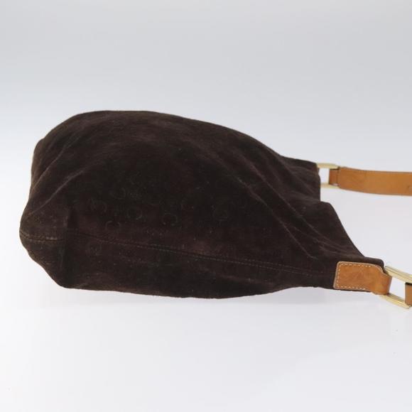 CELINE C Macadam Canvas Shoulder Bag Suede Leather Beige Brown gold Auth hk2165 - Picture 3 of 16